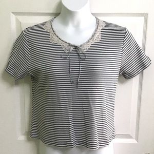 Victoria Jones Vintage Women’s Short Sleeve Stripe Shirt Sz Medium Petite